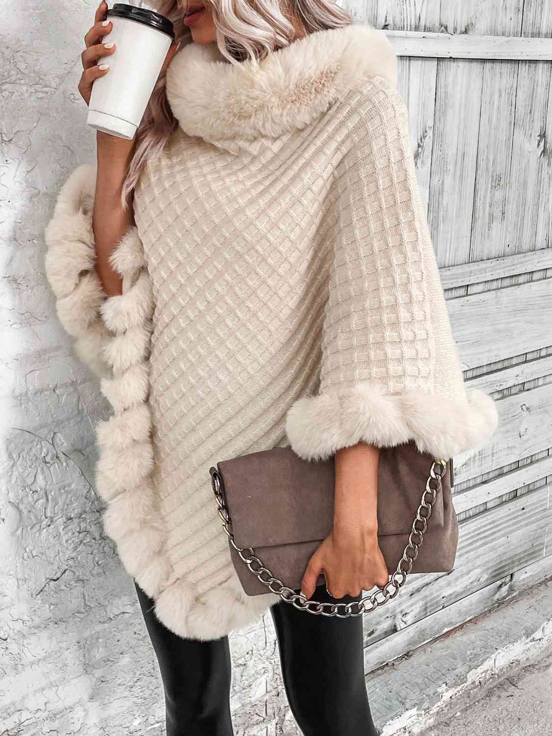 TFE: Breeze Faux Fur Trim Poncho