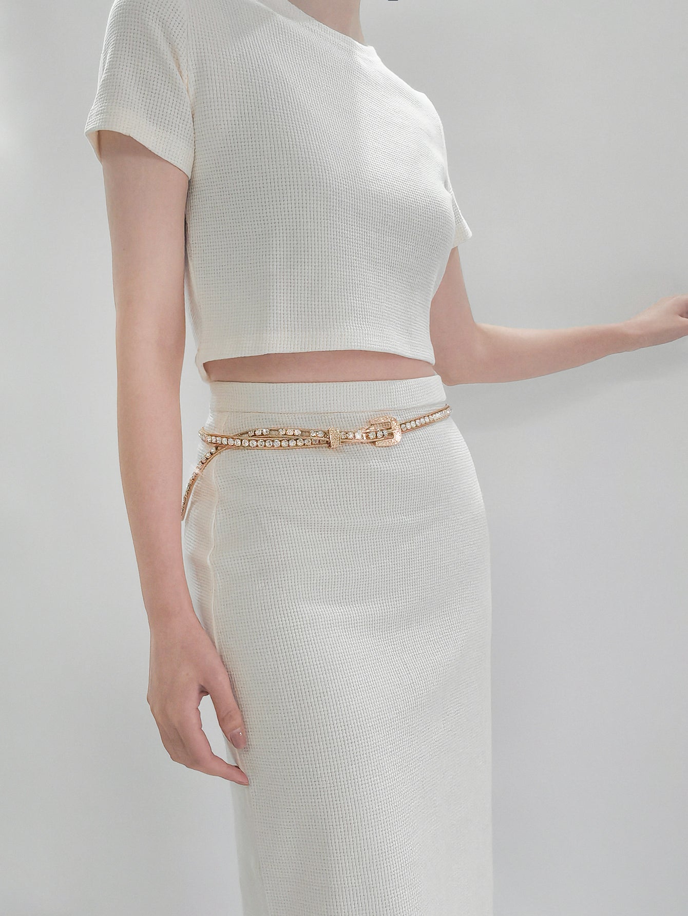 TFE: Crystal-Studded Metallic Belt