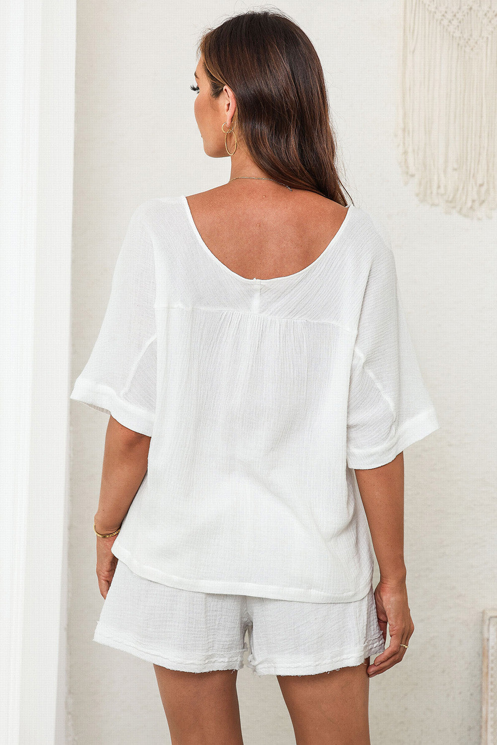 TFE: Chic V-Neck Half Sleeve Top and Shorts Set