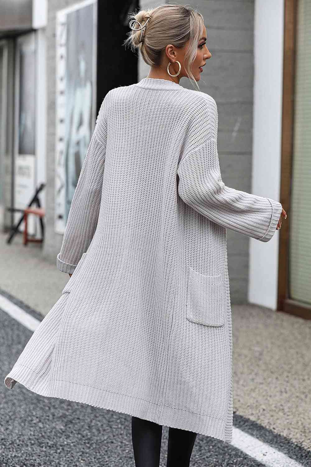 TFE: Dropped Shoulder Long Sleeve Cardigan with Pocket