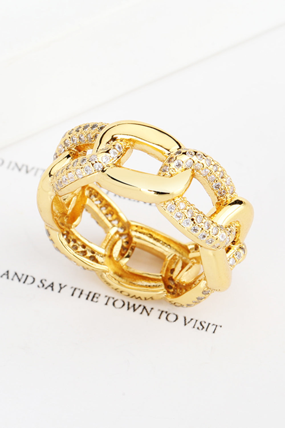 TFE: 18K Gold-Plated Rhinestone Ring