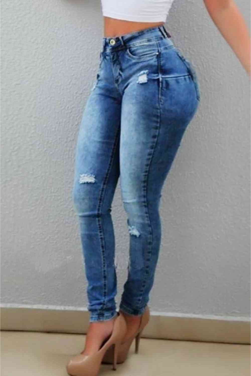 TFE: Distressed Long Jeans