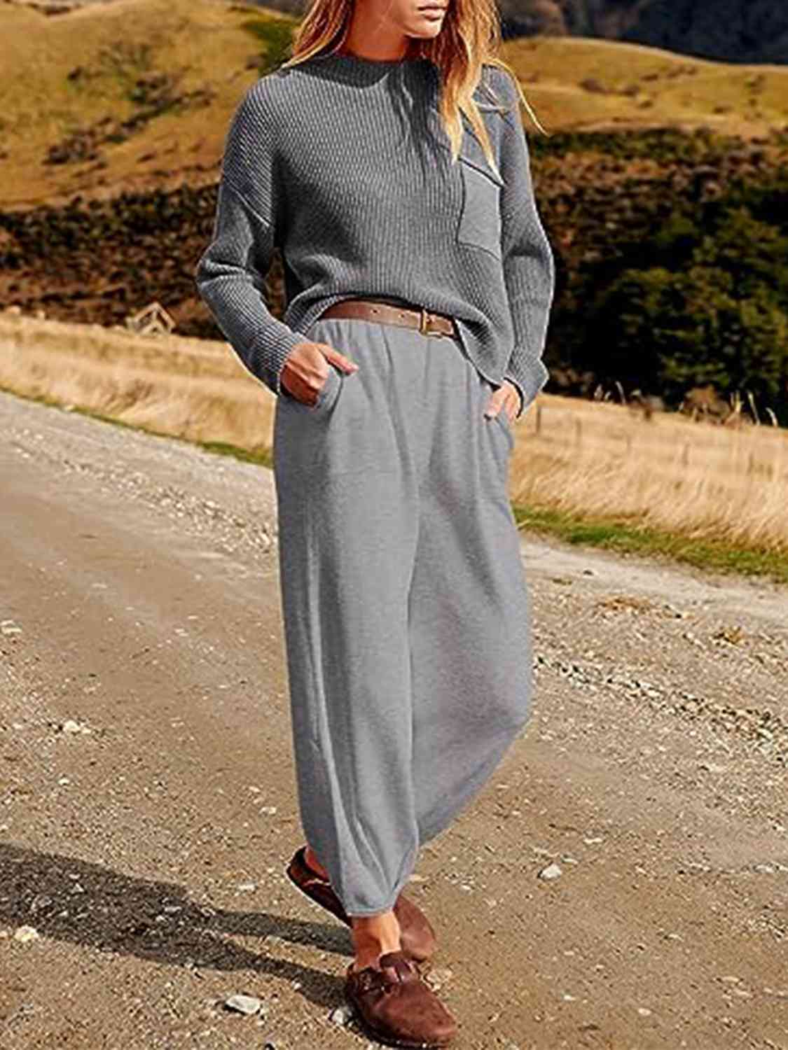 TFE: Women Cozy Knit Top and Joggers Set