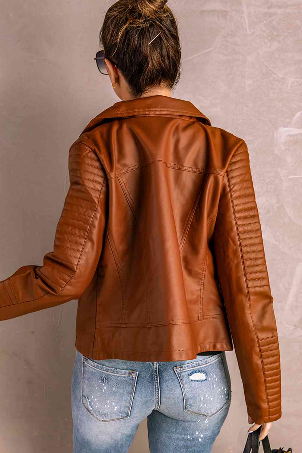 TFE: Ribbed Faux Leather Jacket