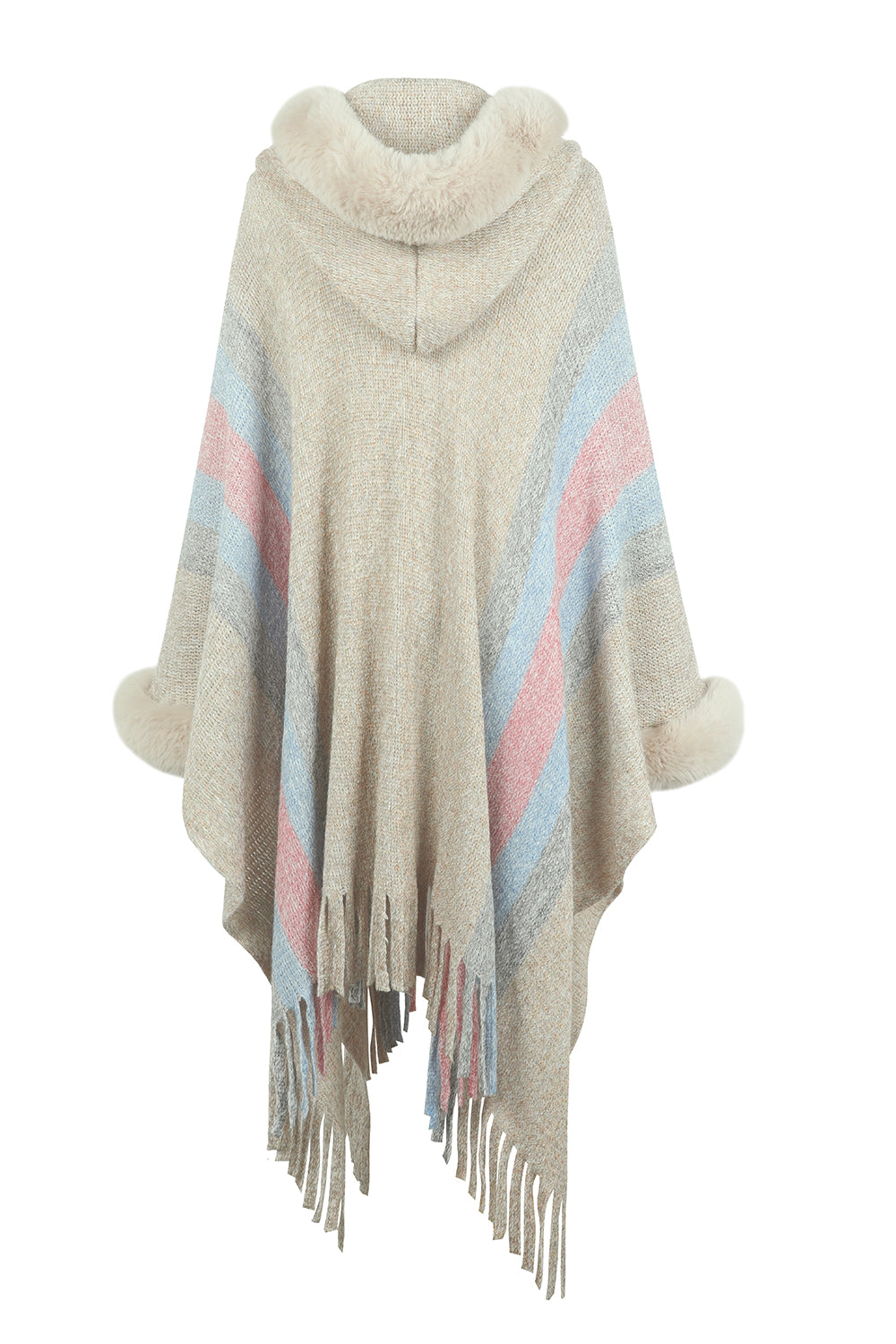 TFE: Vibrant Fringe-Accented Color Block Poncho