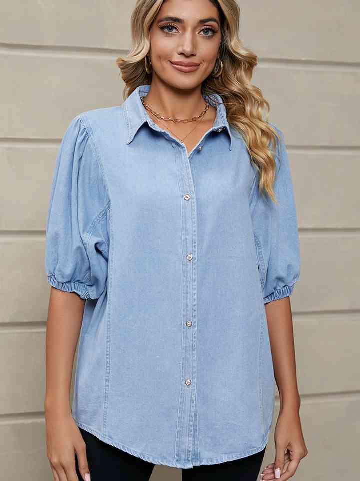 TFE: Puff Sleeve Denim Shirt