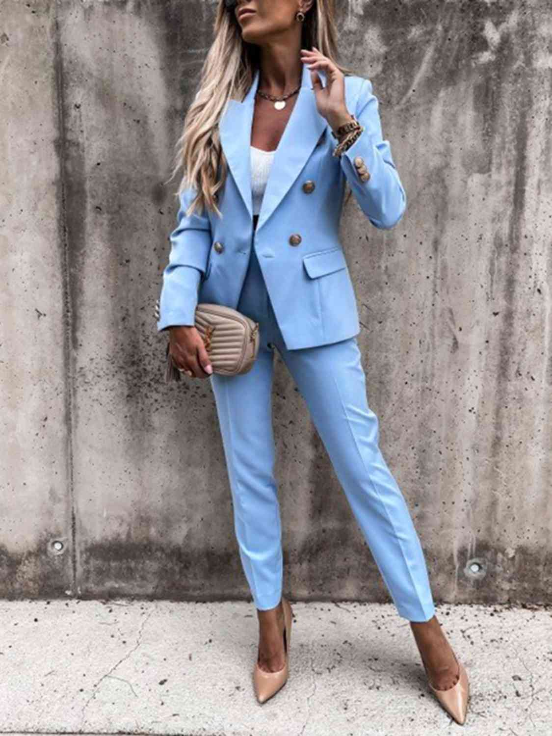 TFE: Lapel Collar Long Sleeve Blazer and Pants Set