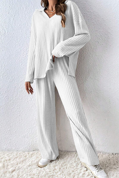 TFE: Ribbed Slit Top and Pants Set