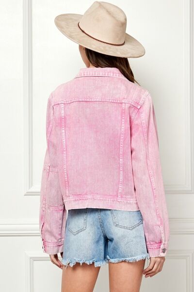 TFE: Veveret Button Up Cropped Denim Jacket