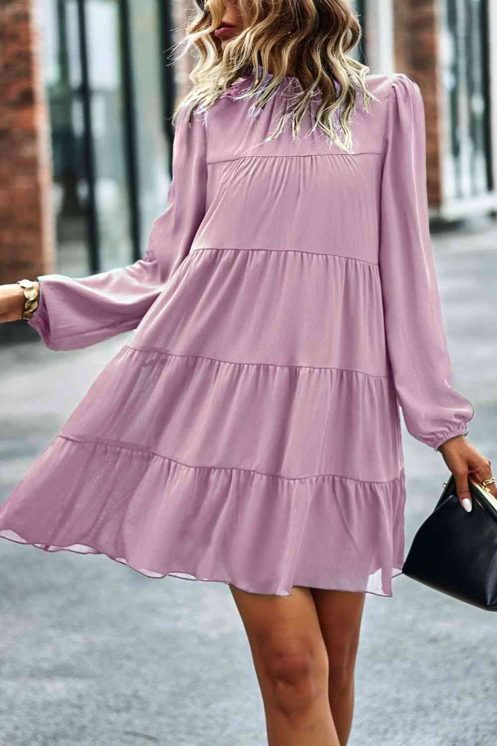 TFE: Whimsical Charm Ruffled Collar Puff Sleeve Mini Dress