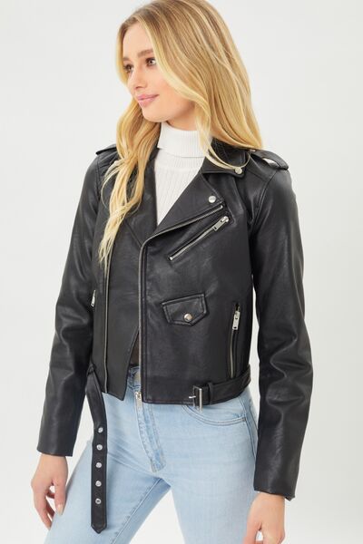 TFE: Faith Apparel Faux Leather Zip Up Biker Jacket