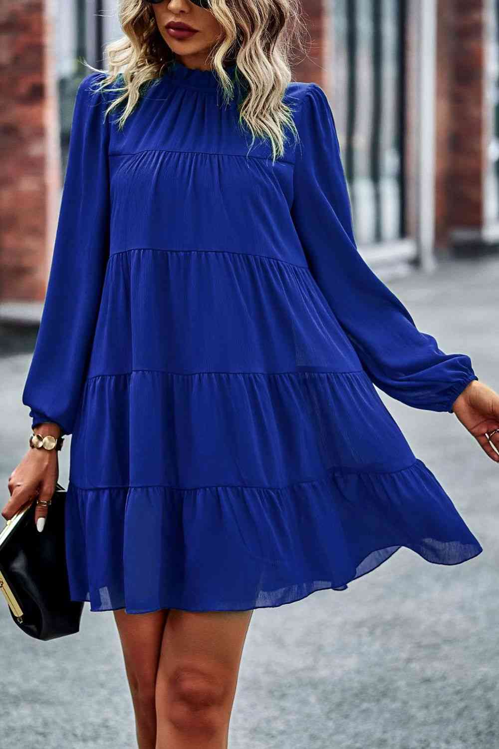 TFE: Whimsical Charm Ruffled Collar Puff Sleeve Mini Dress