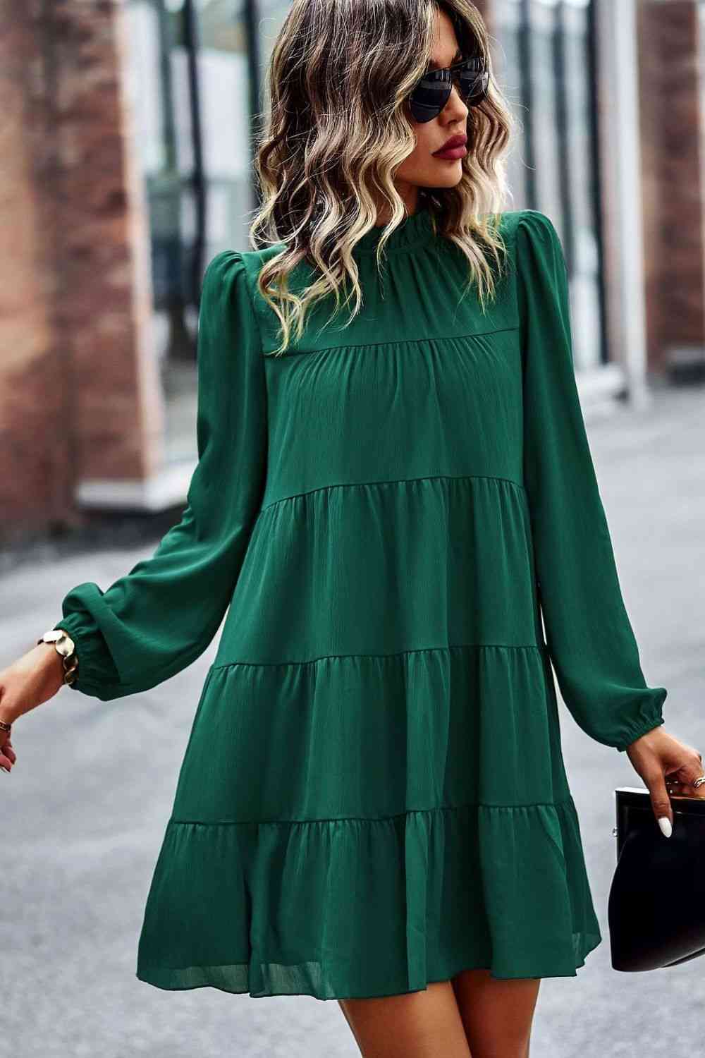 TFE: Whimsical Charm Ruffled Collar Puff Sleeve Mini Dress