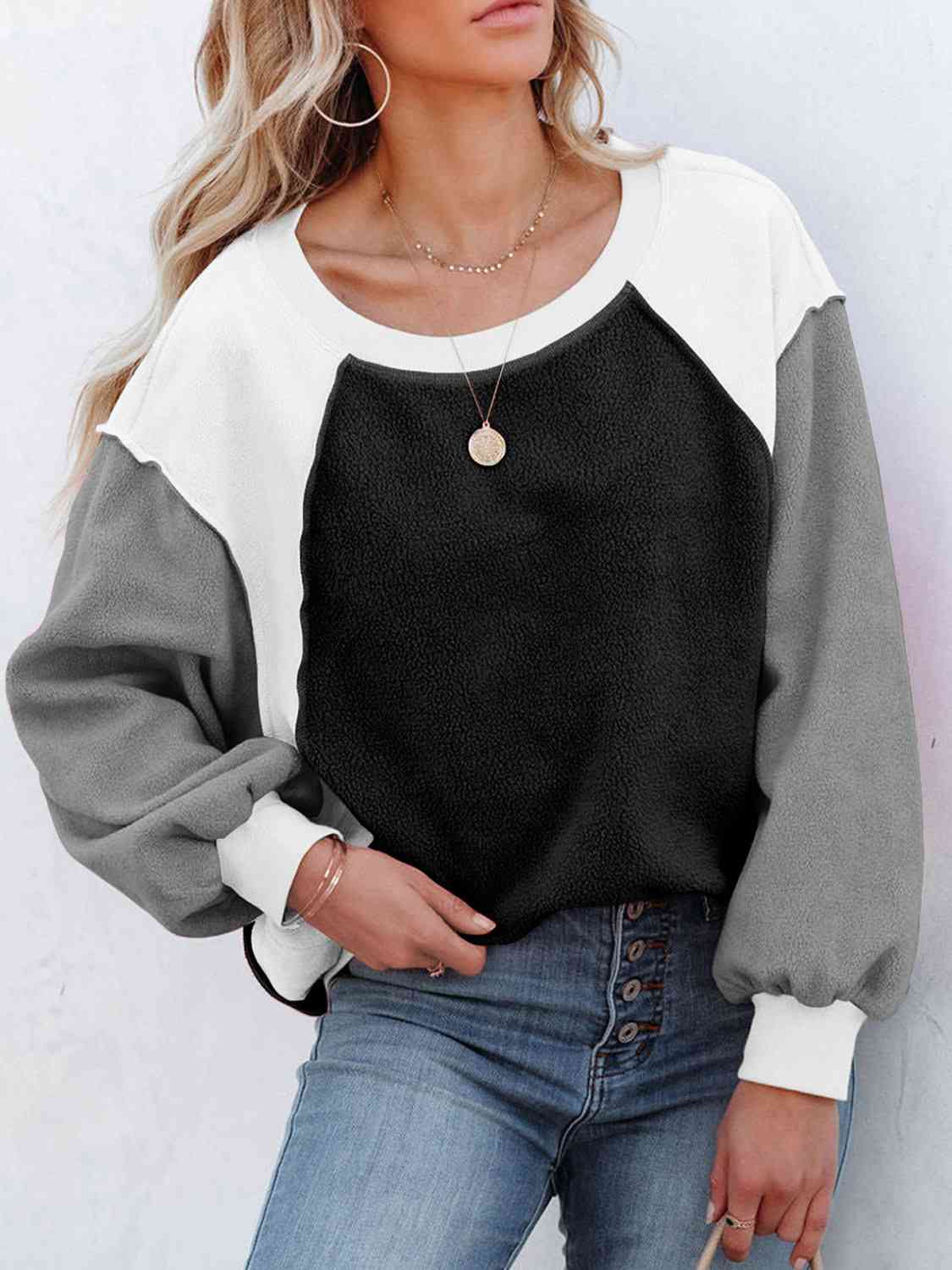 TFE: Color Block Exposed Seam Sweatshirt