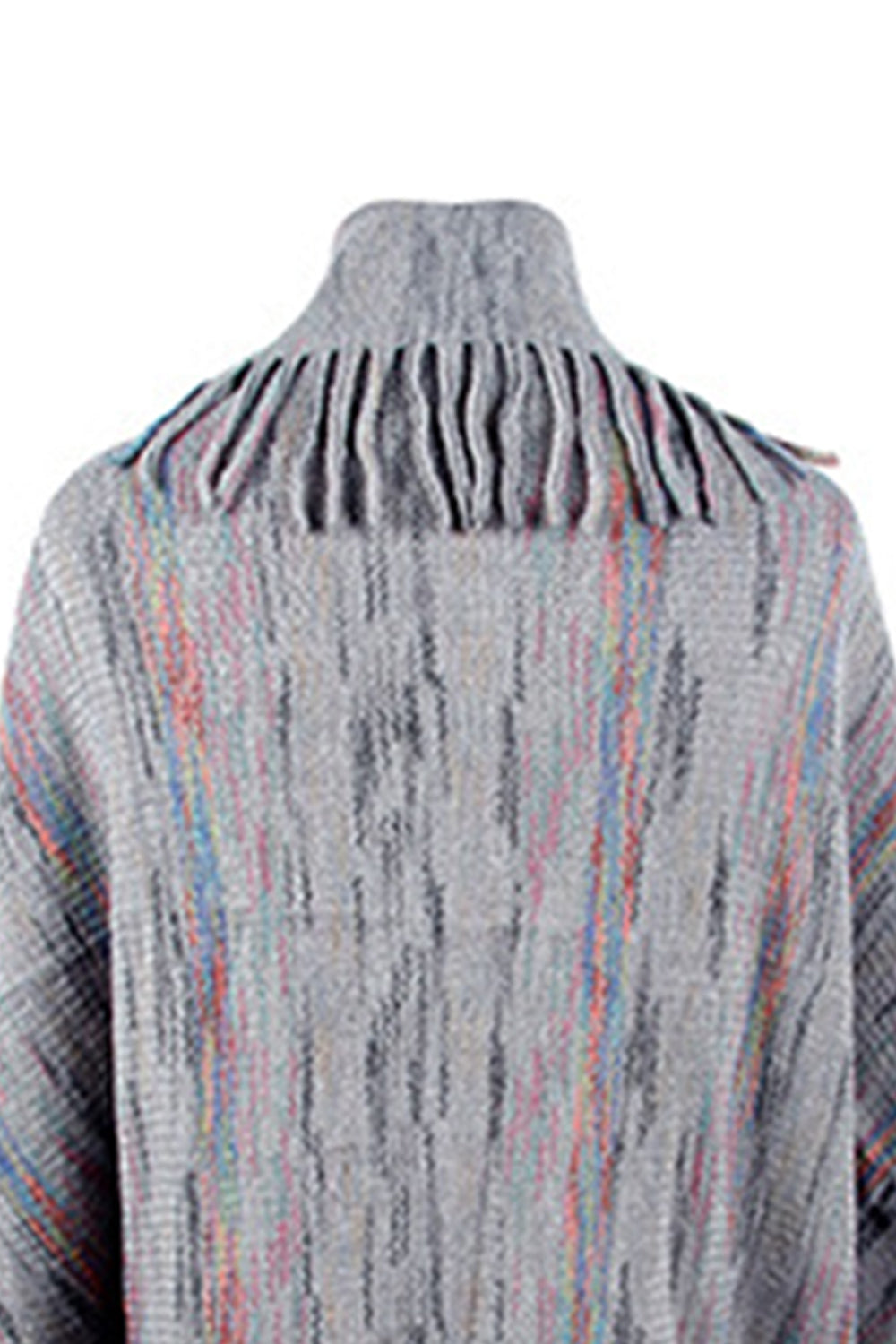 TFE: Chic Printed Poncho with Stylish Fringe Accents