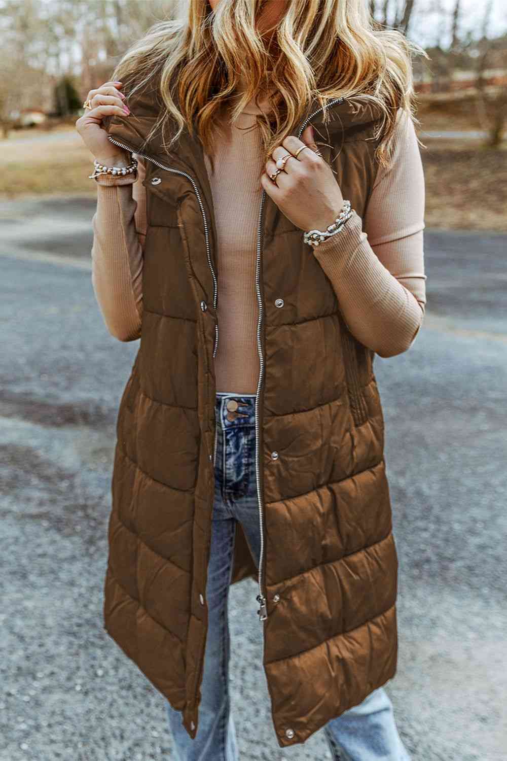 TFE: Sleeveless Puffer Vest with an Extended Hood