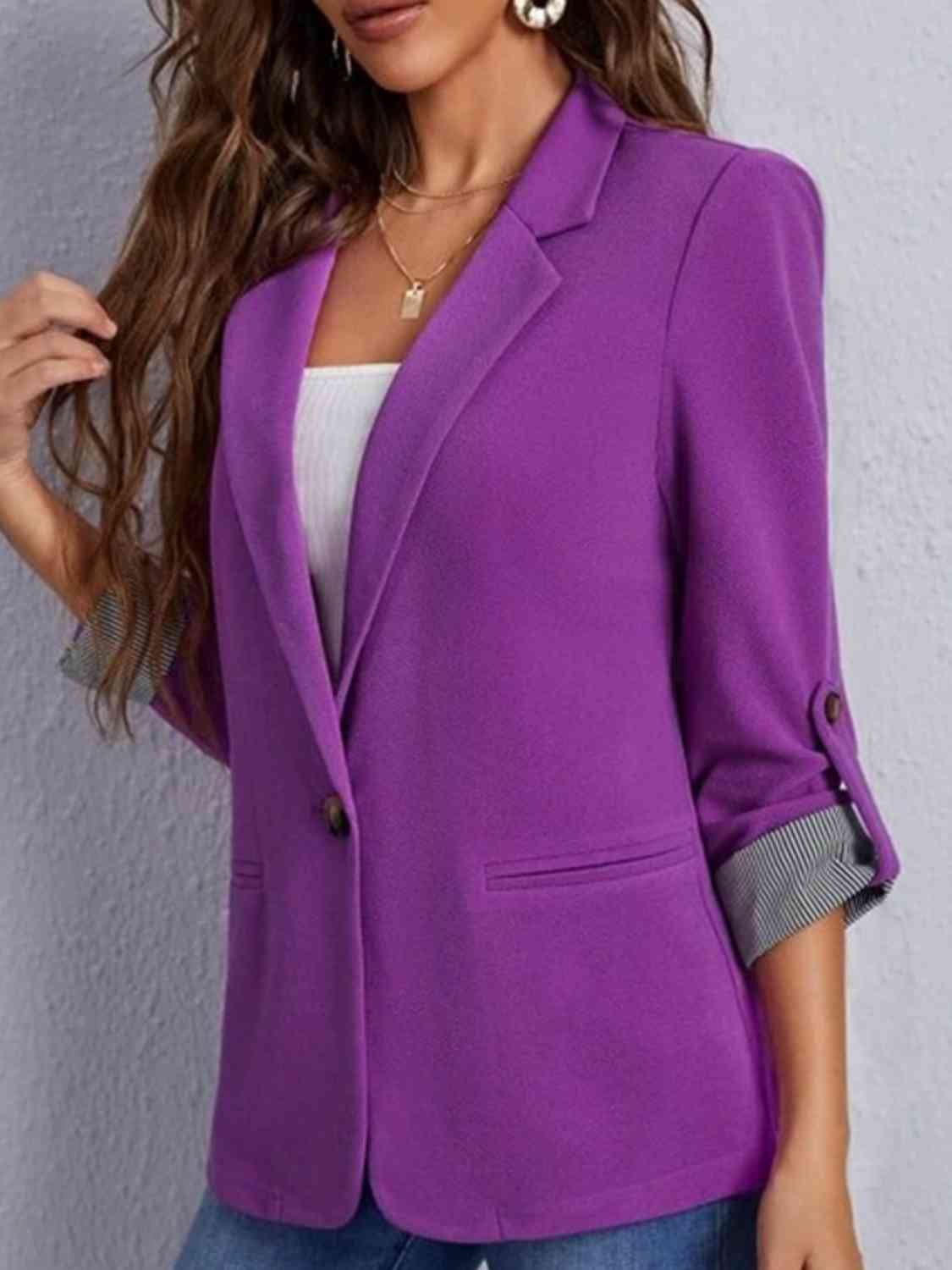 TFE: Lapel Collar Roll-Tab Sleeve Blazer