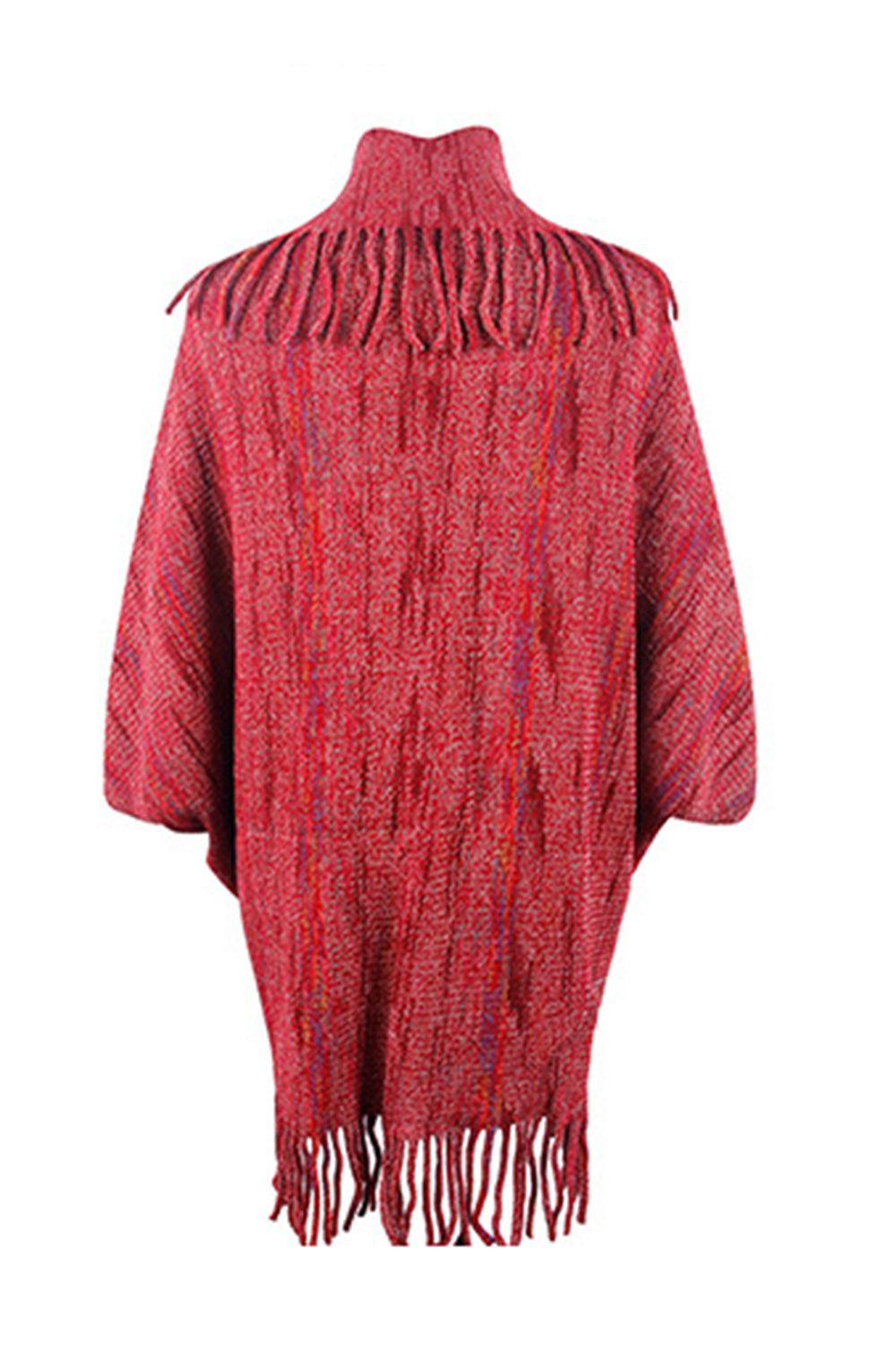 TFE: Chic Printed Poncho with Stylish Fringe Accents