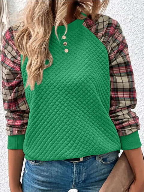 TFE: Sweatshirt with a Round Neck in a Plaid Pattern