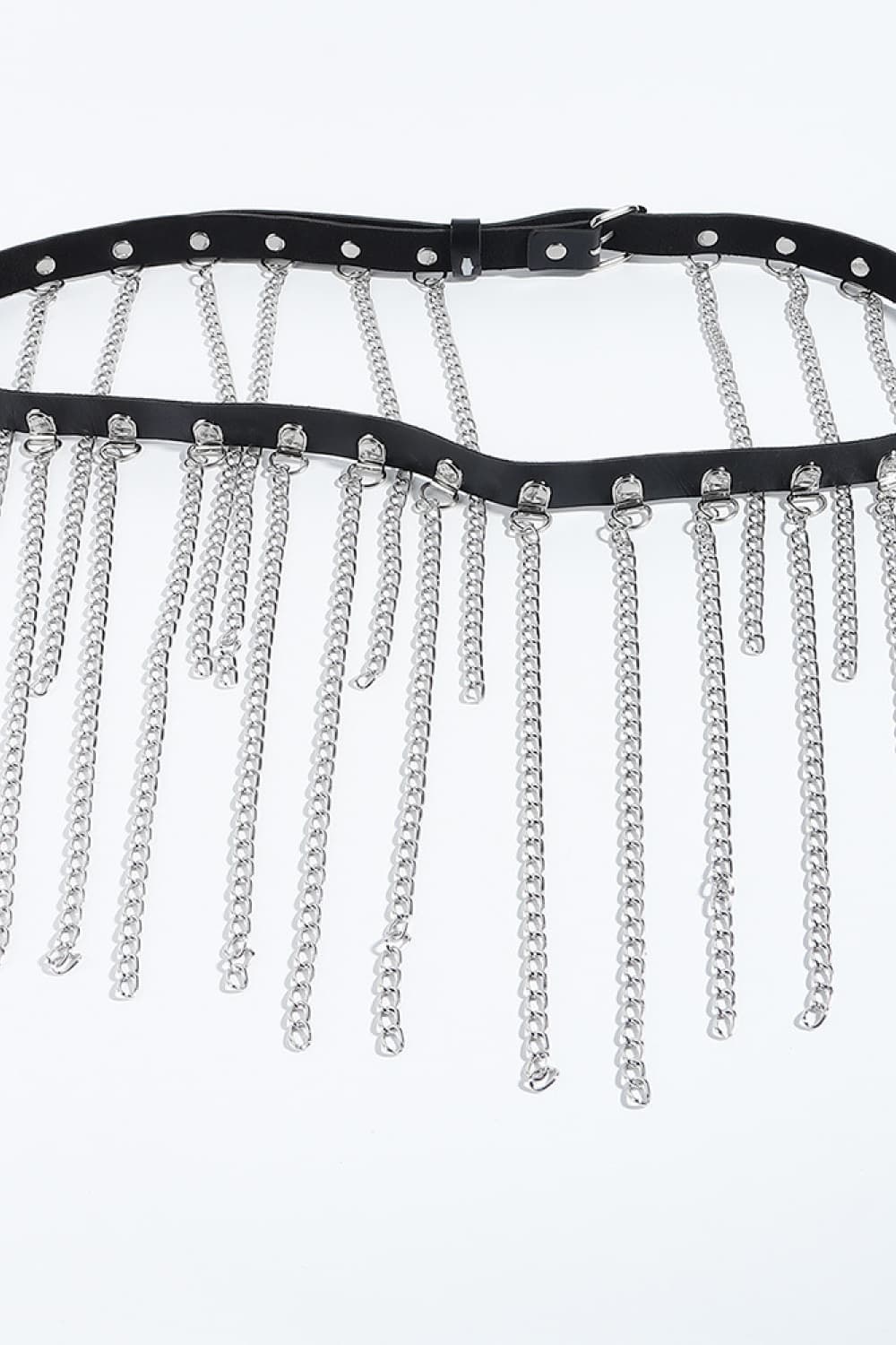 TFE: Belt with Fringed Chain in Faux Leather