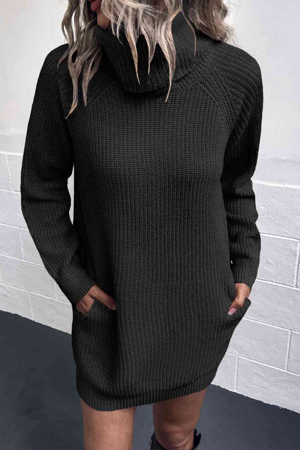 TFE: Cozy Haven: Turtleneck Sweater Dress with Pockets