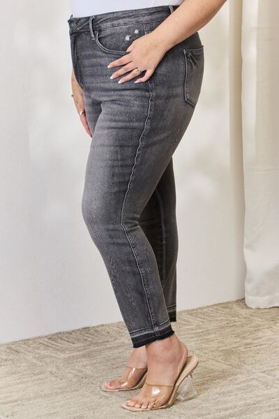 TFE: Judy Blue Full Size High Waist Tummy Control Release Hem Skinny Jeans