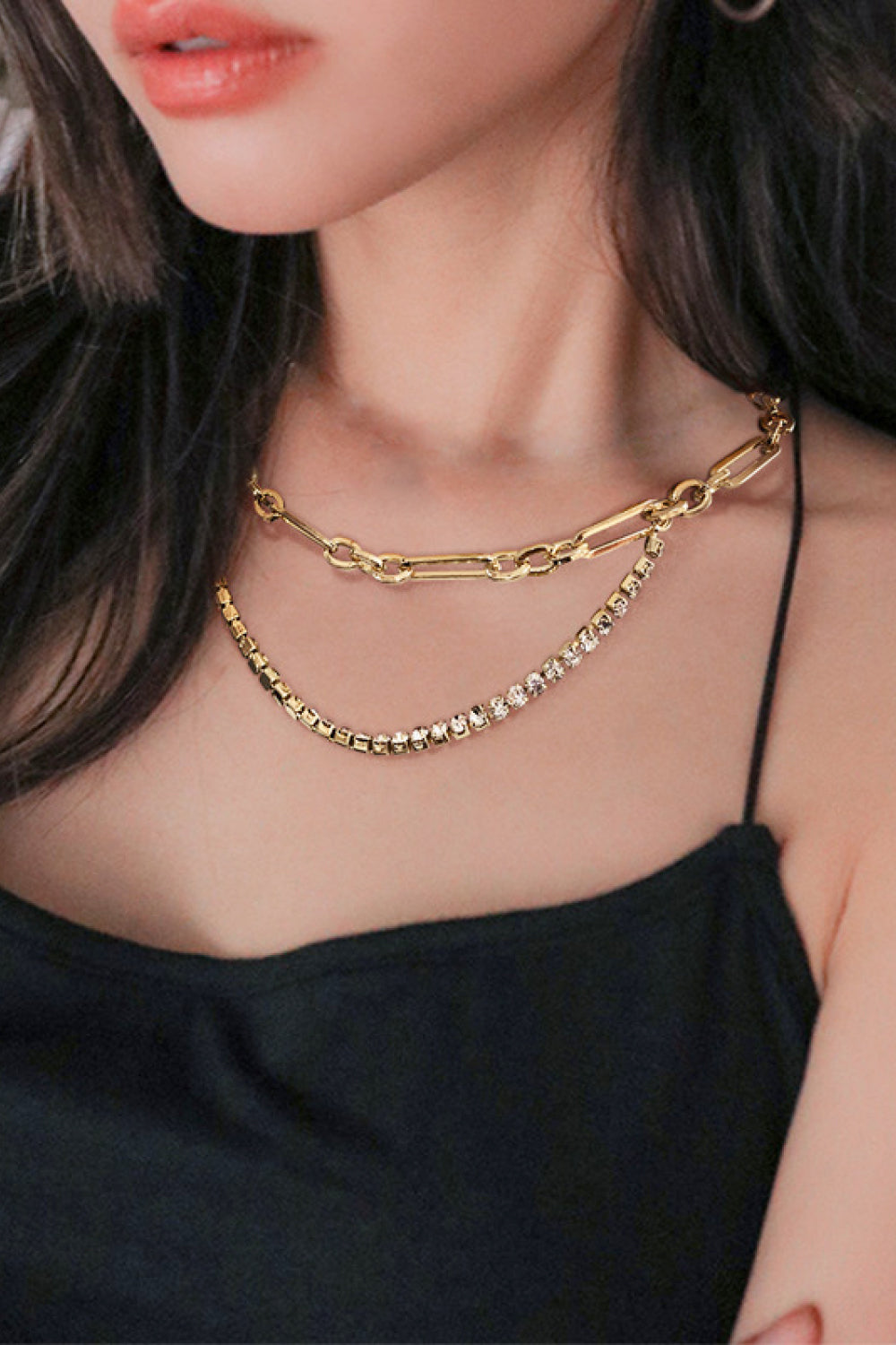 TFE: 18K Gold Plated Glass Stone Necklace