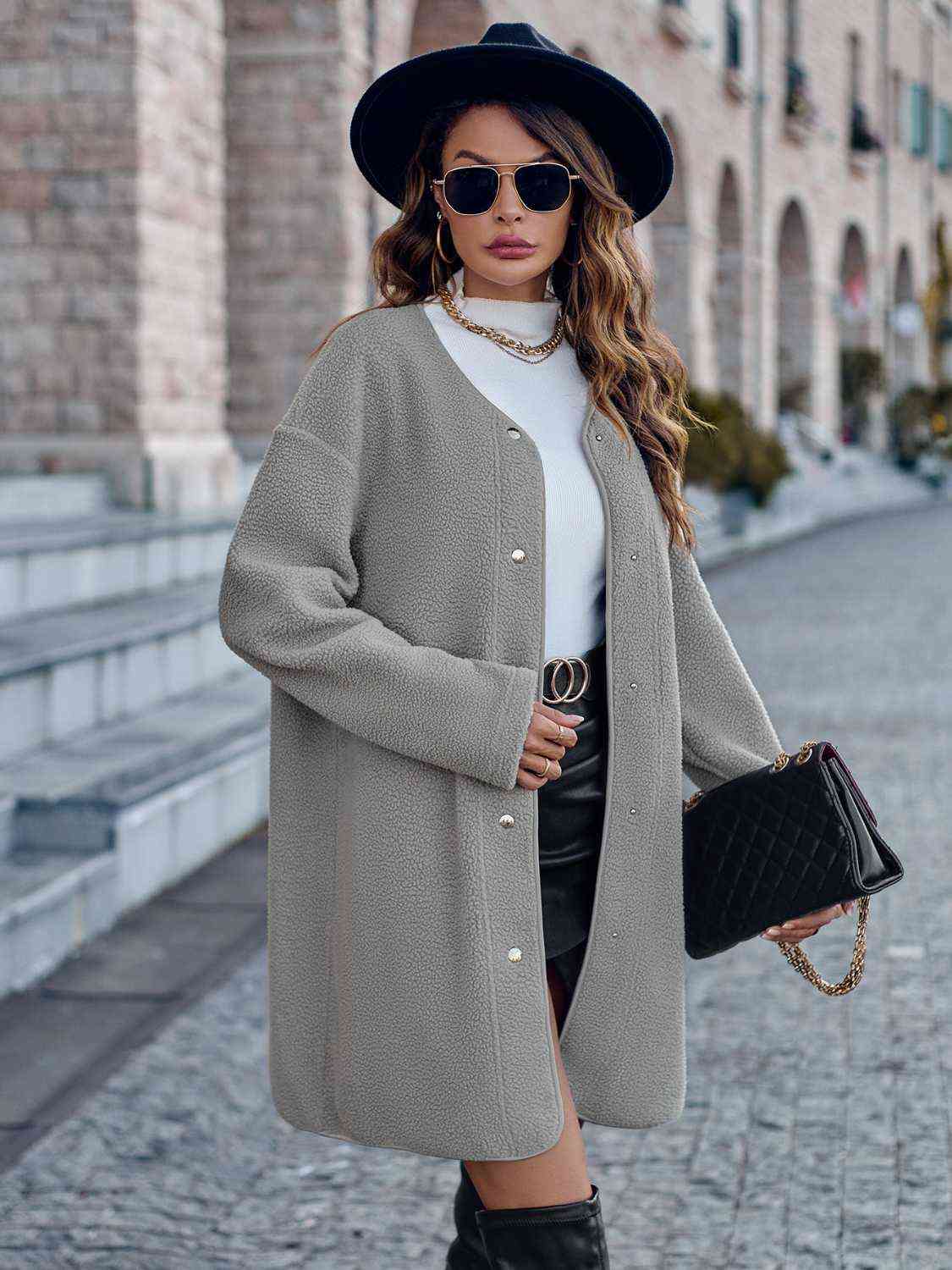 TFE: Snap Down Drop Shoulder Coat