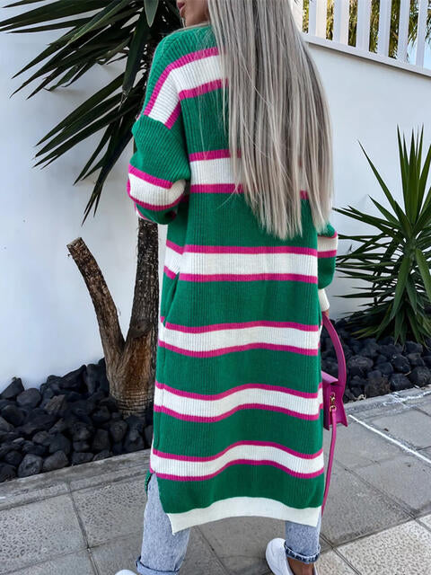 TFE: Long Striped Cardigan with an Open Front