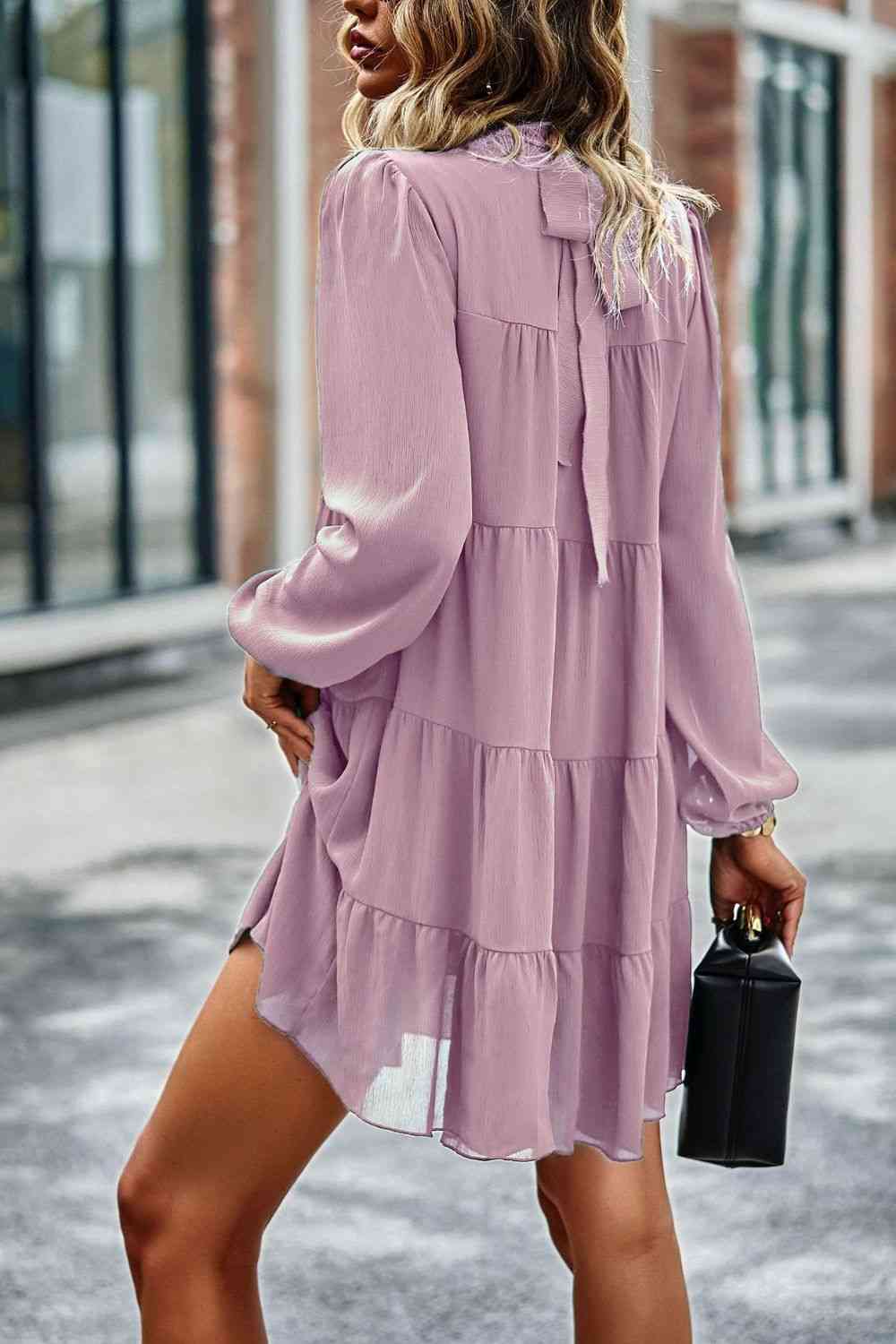 TFE: Whimsical Charm Ruffled Collar Puff Sleeve Mini Dress