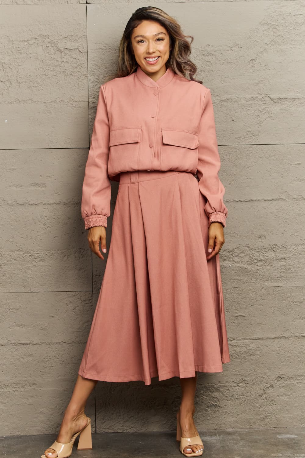 TFE: Chic Long Sleeve and Midi Skirt Sets for Effortless Style