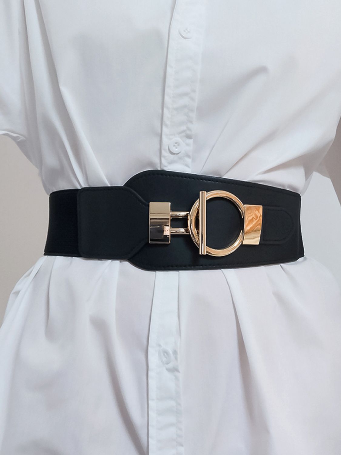 TFE: Stretchy PU Belt with Metal Alloy Clasp