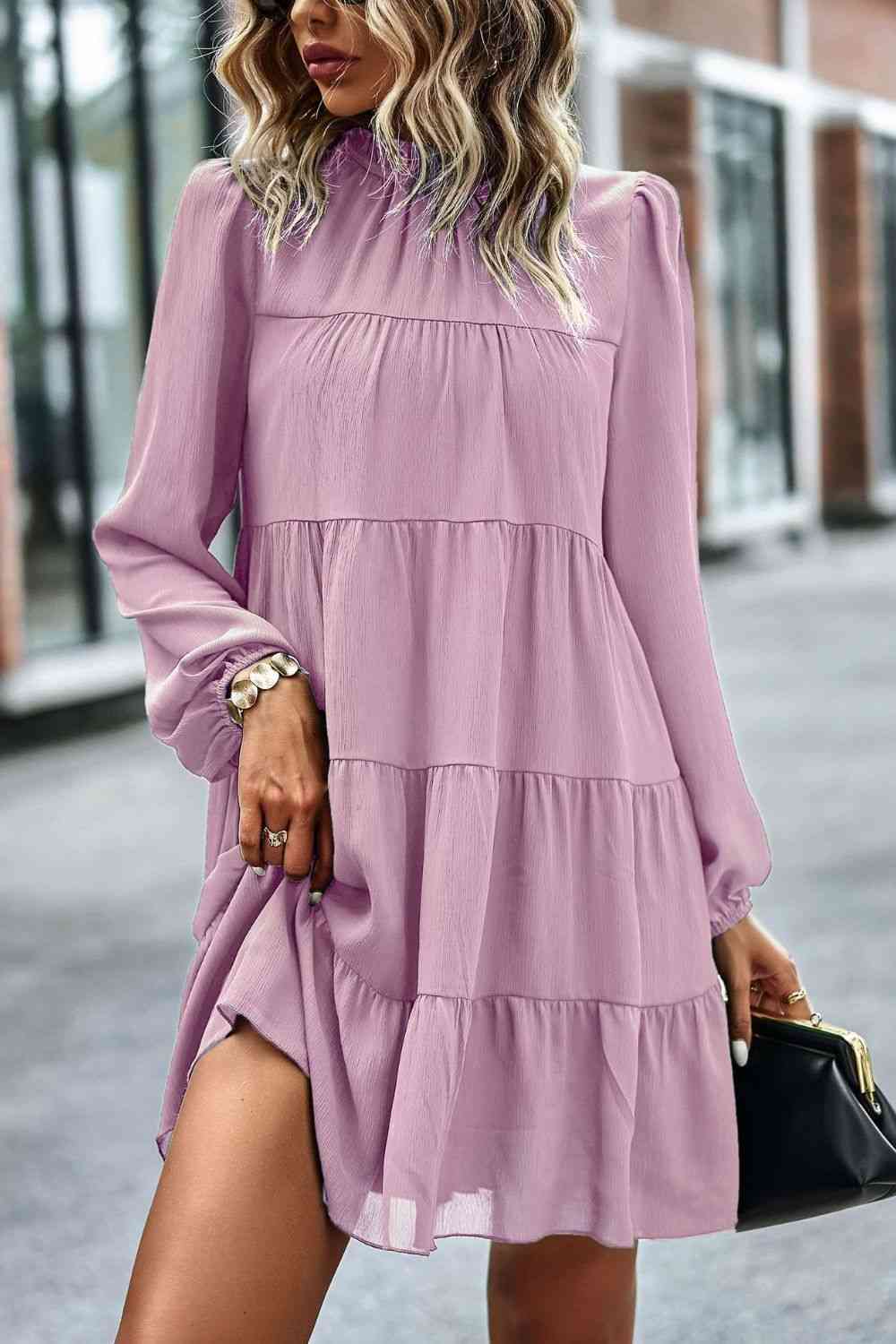 TFE: Whimsical Charm Ruffled Collar Puff Sleeve Mini Dress