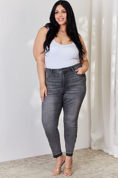 TFE: Judy Blue Full Size High Waist Tummy Control Release Hem Skinny Jeans