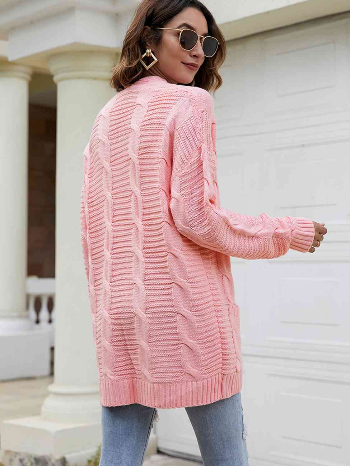 TFE: Longline Cardigan with a Dropped Shoulder and Open Front.