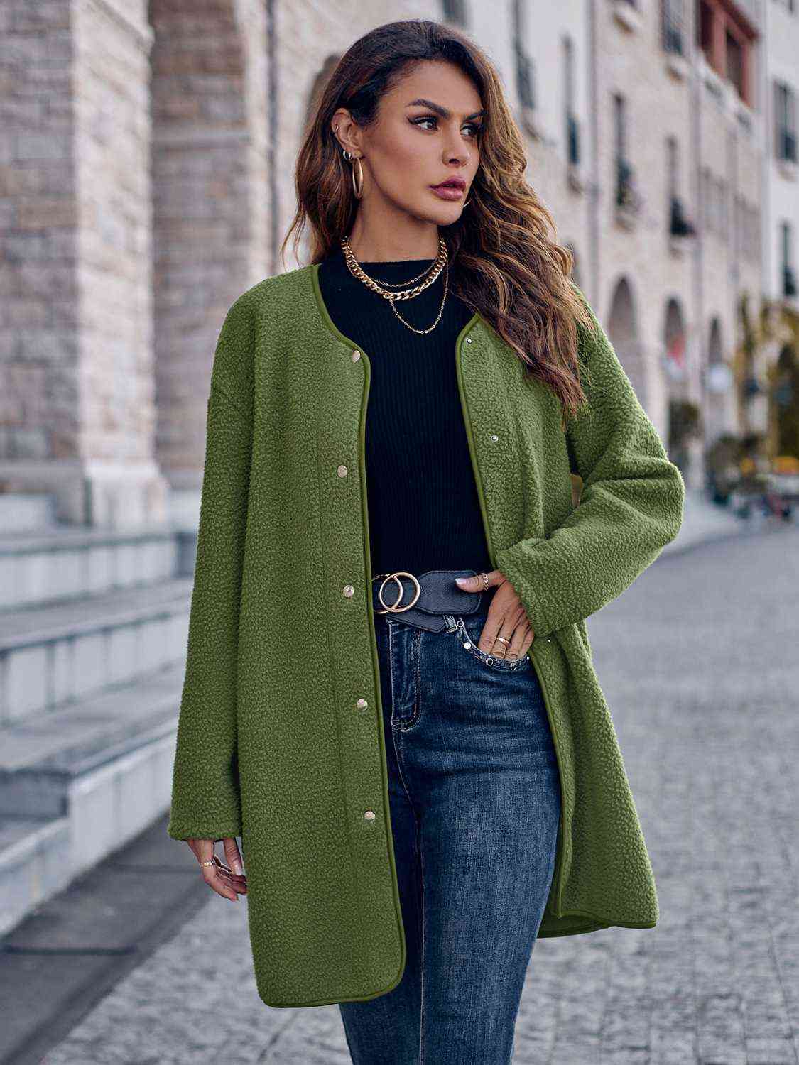 TFE: Snap Down Drop Shoulder Coat