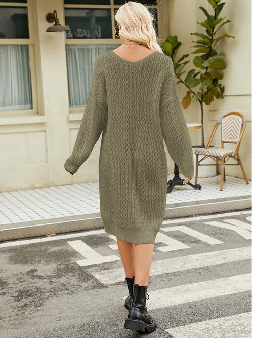 TFE: Svelte Serenity V-Neck Long Sleeve Sweater Dress