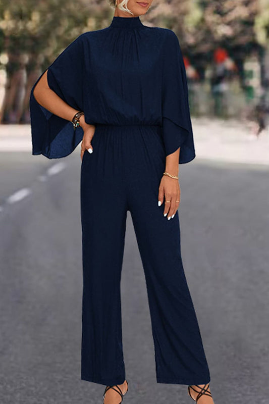 TFE: Chic Tie-Back Mock Neck Jumpsuit with Split Sleeves