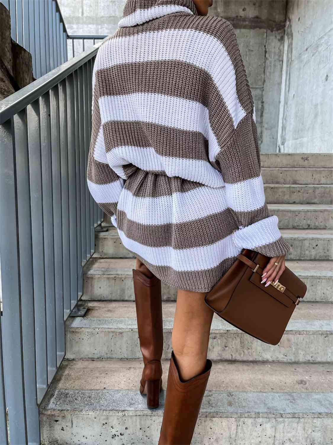 TFE: Striped Turtleneck Sweater Dress