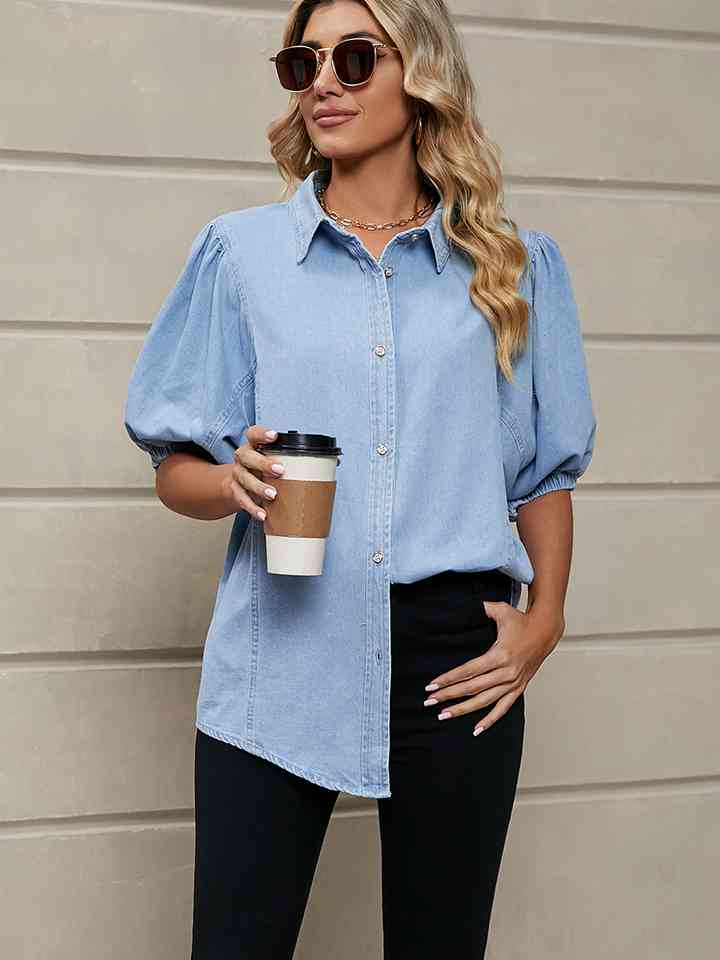 TFE: Puff Sleeve Denim Shirt