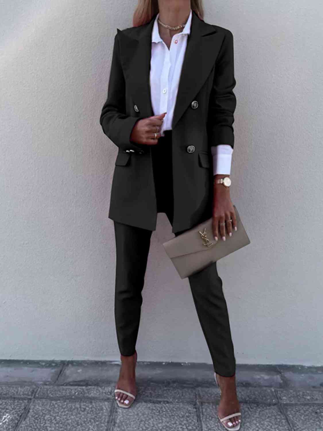 TFE: Lapel Collar Long Sleeve Blazer and Pants Set