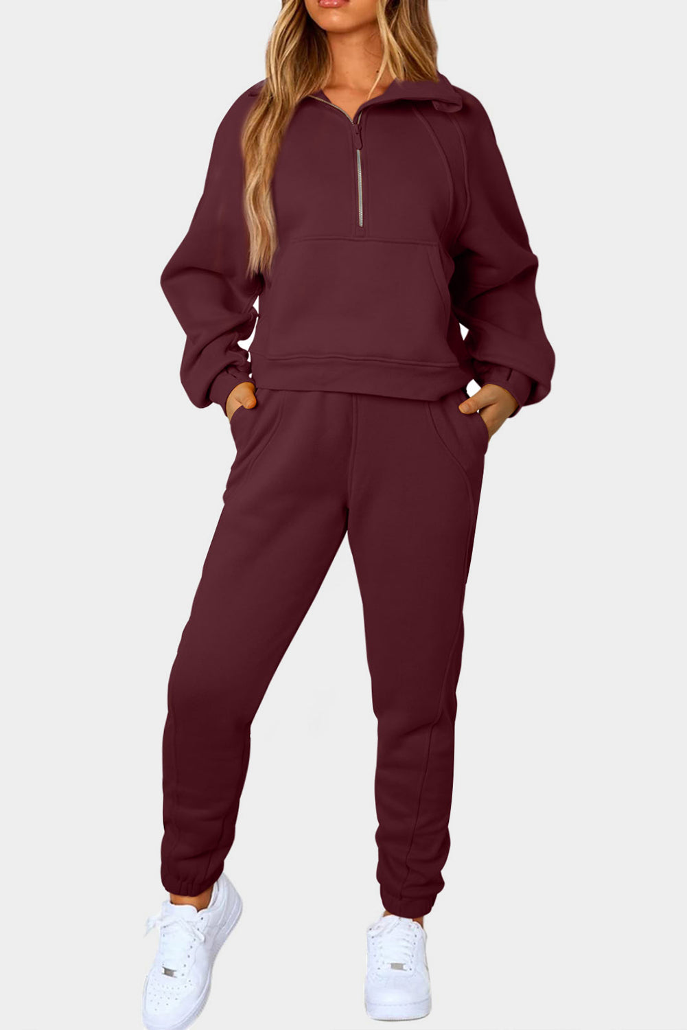 TFE: Sporty Elegance Half-Zip Set with Convenient Pockets