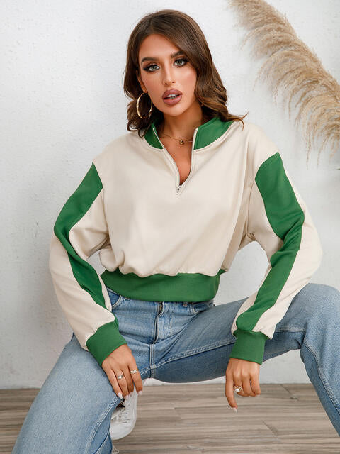 TFE: Contrast Half Zip Drop Shoulder Sweatshirt