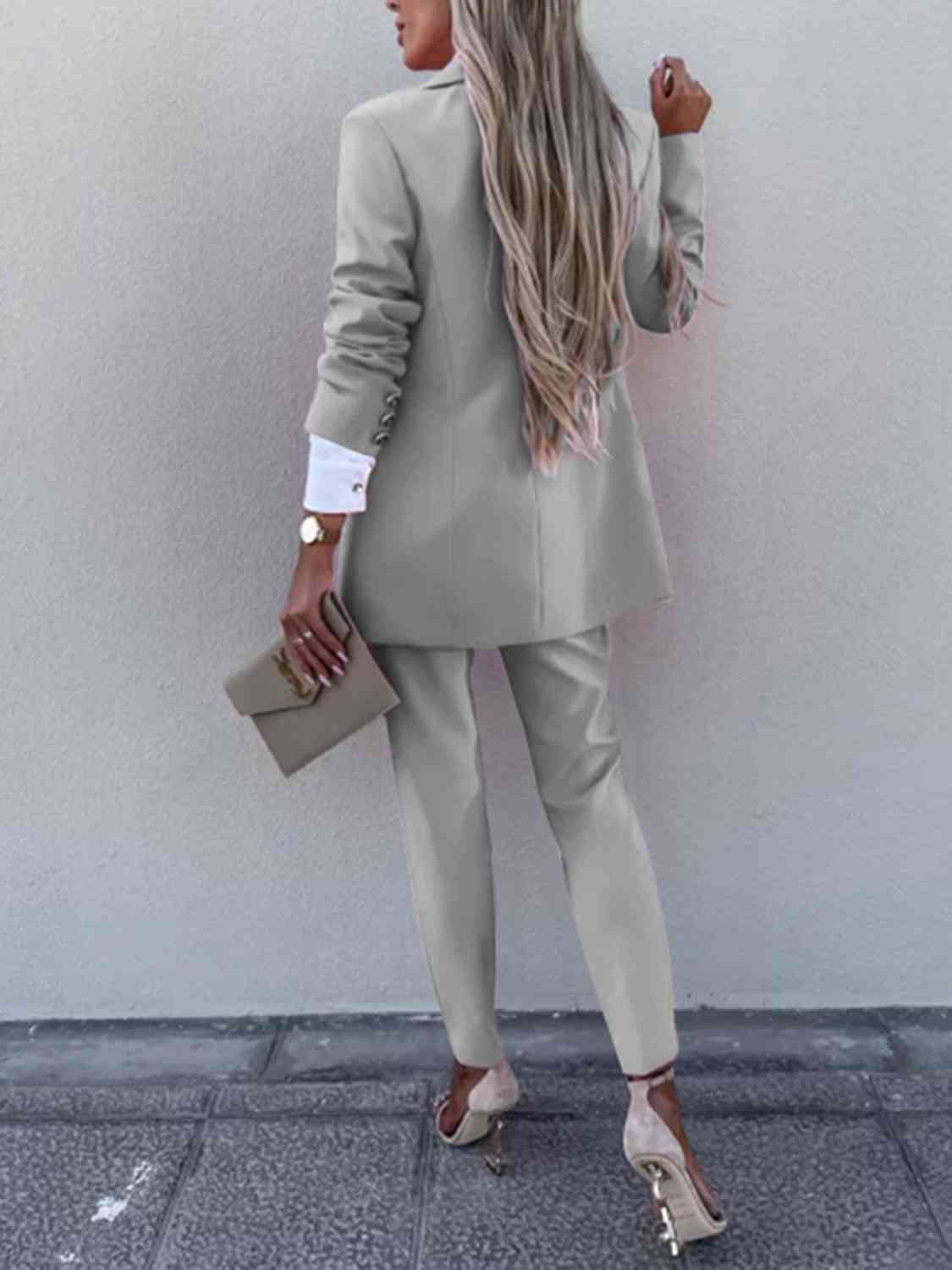 TFE: Lapel Collar Long Sleeve Blazer and Pants Set