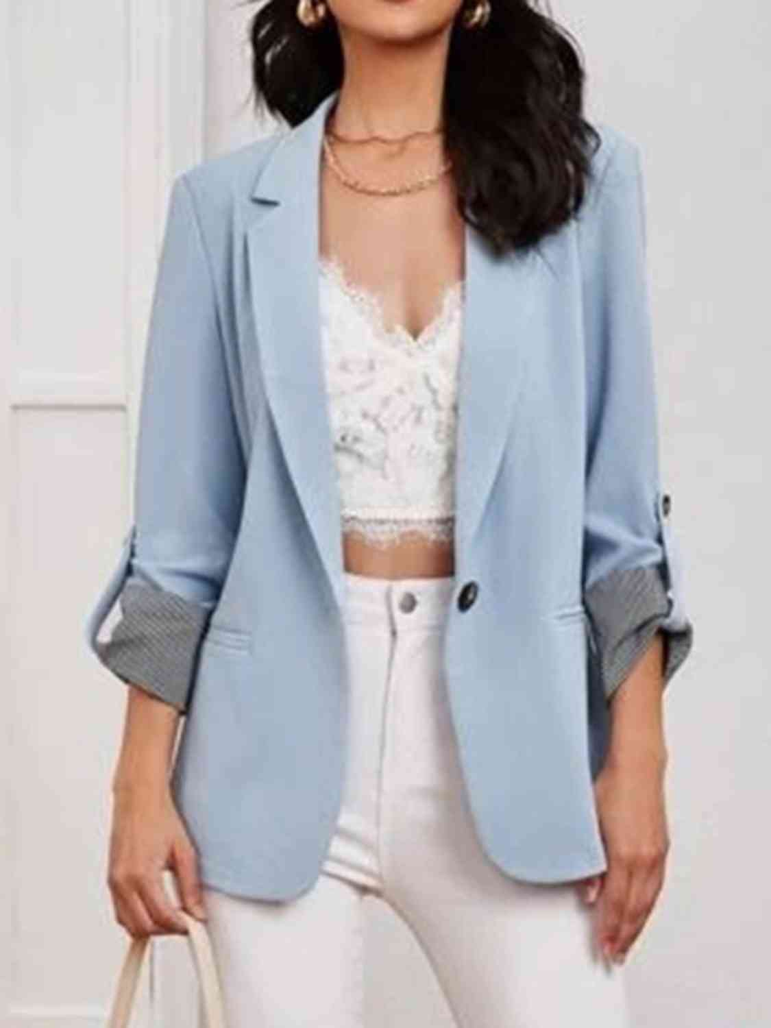 TFE: Lapel Collar Roll-Tab Sleeve Blazer