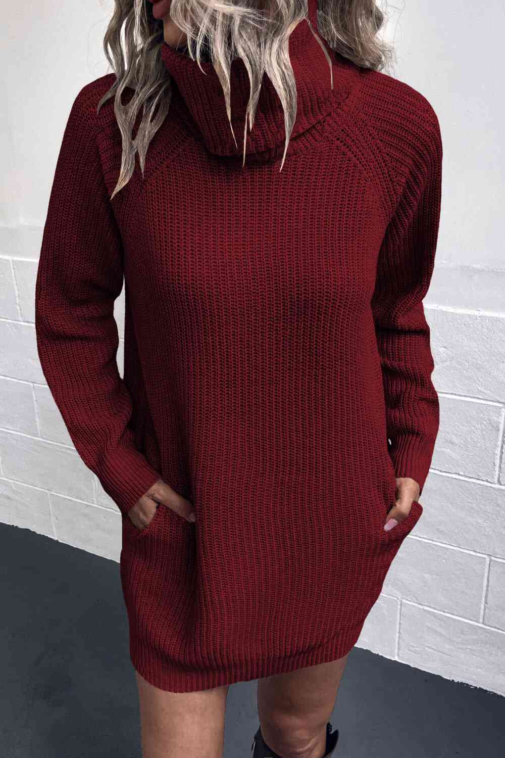 TFE: Cozy Haven: Turtleneck Sweater Dress with Pockets