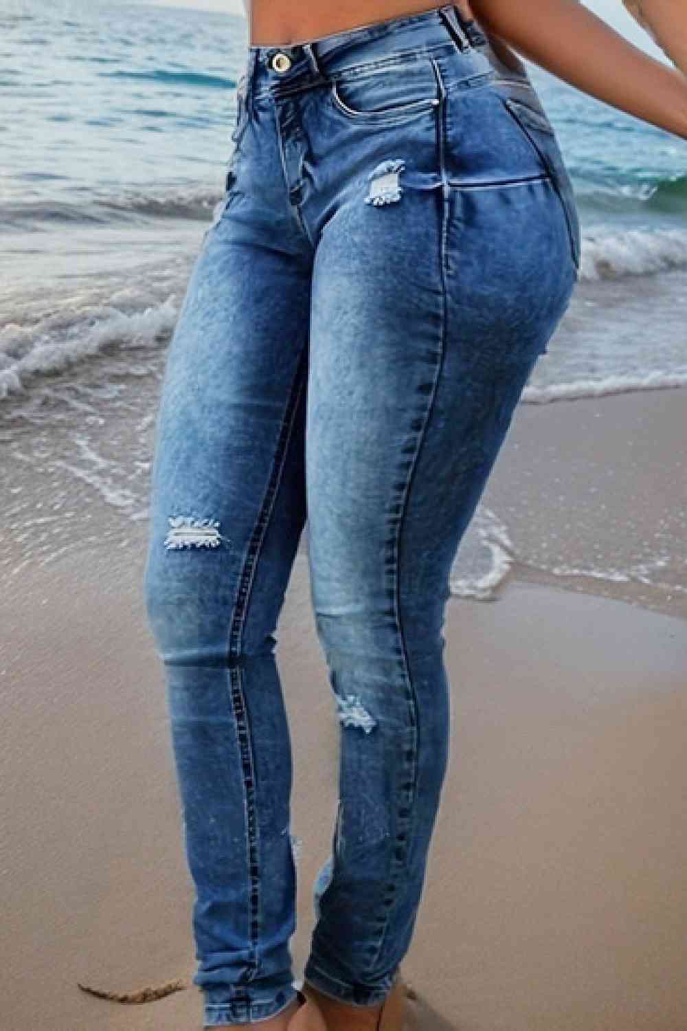 TFE: Distressed Long Jeans