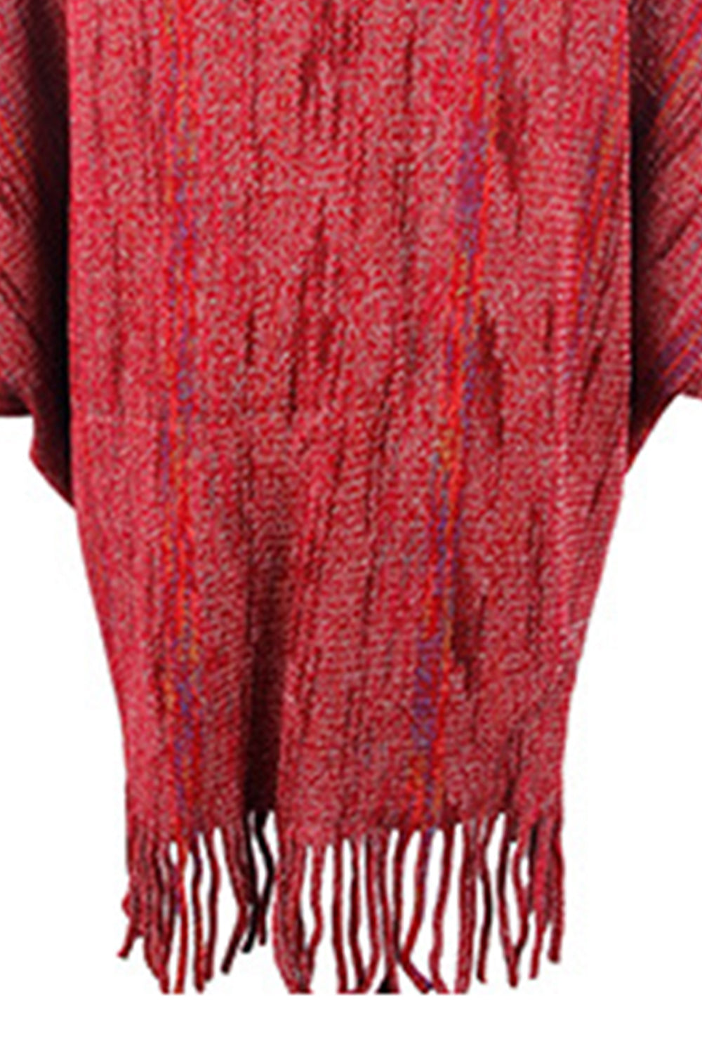 TFE: Chic Printed Poncho with Stylish Fringe Accents