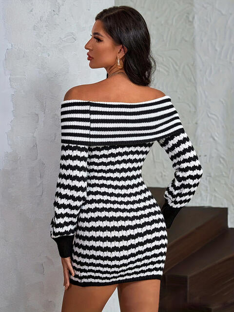 TFE: Striped Off-Shoulder Short  Dress