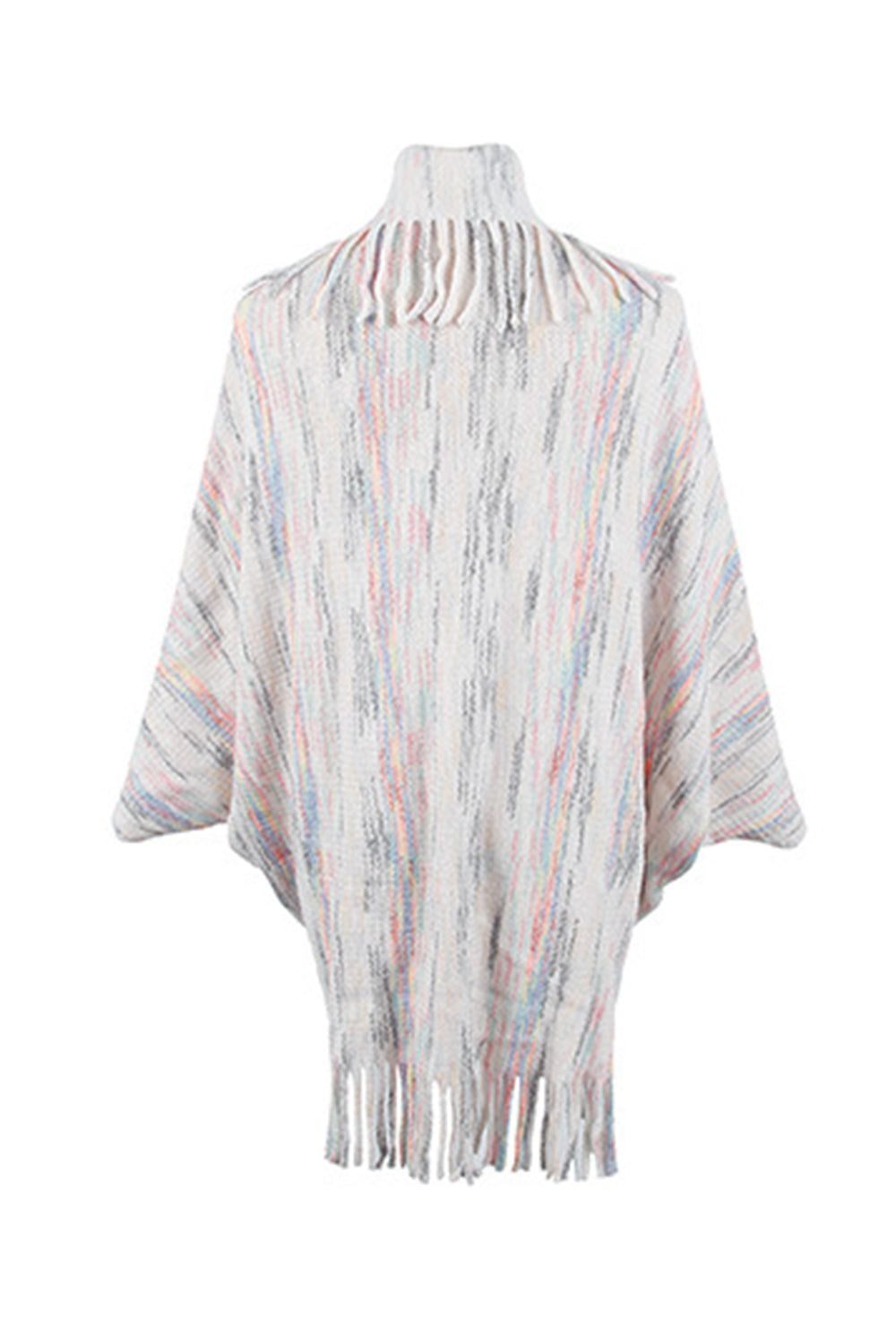 TFE: Chic Printed Poncho with Stylish Fringe Accents